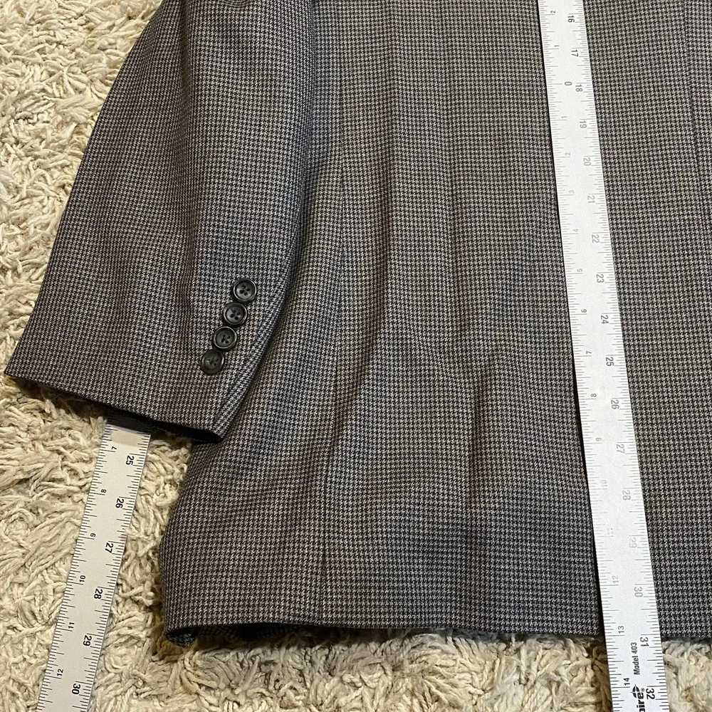 Joseph Feiss‎ Mens Sport Coat 44R Houndstooth Wool Blazer Gray Grandpa Aesthetic